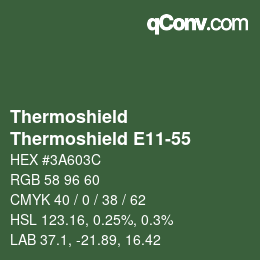 Color code: Thermoshield - Thermoshield E11-55 | qconv.com