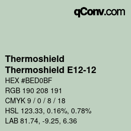 カラーコード: Thermoshield - Thermoshield E12-12 | qconv.com