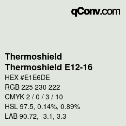 Color code: Thermoshield - Thermoshield E12-16 | qconv.com