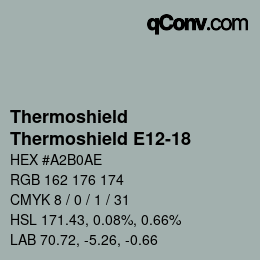 颜色代码: Thermoshield - Thermoshield E12-18 | qconv.com
