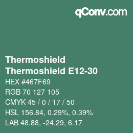Color code: Thermoshield - Thermoshield E12-30 | qconv.com