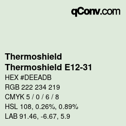 Color code: Thermoshield - Thermoshield E12-31 | qconv.com