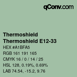 カラーコード: Thermoshield - Thermoshield E12-33 | qconv.com