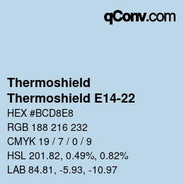 Code couleur: Thermoshield - Thermoshield E14-22 | qconv.com