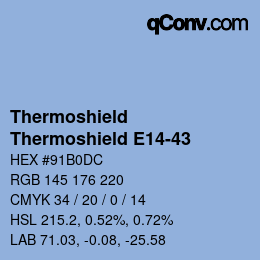 Color code: Thermoshield - Thermoshield E14-43 | qconv.com