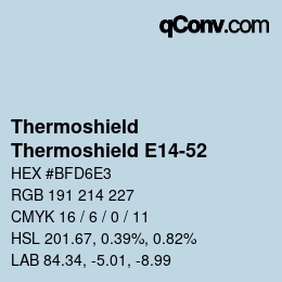 Color code: Thermoshield - Thermoshield E14-52 | qconv.com