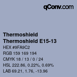 カラーコード: Thermoshield - Thermoshield E15-13 | qconv.com