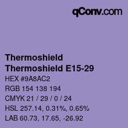 Color code: Thermoshield - Thermoshield E15-29 | qconv.com