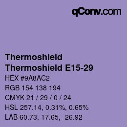 Code couleur: Thermoshield - Thermoshield E15-29 | qconv.com