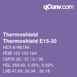 カラーコード: Thermoshield - Thermoshield E15-30 | qconv.com