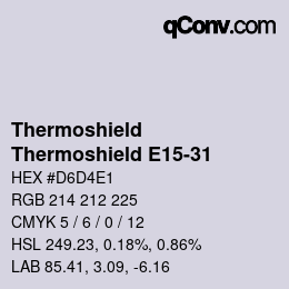 Color code: Thermoshield - Thermoshield E15-31 | qconv.com