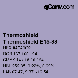 カラーコード: Thermoshield - Thermoshield E15-33 | qconv.com