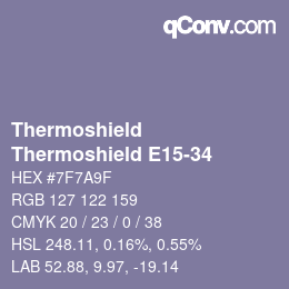 カラーコード: Thermoshield - Thermoshield E15-34 | qconv.com