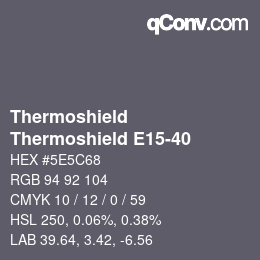 カラーコード: Thermoshield - Thermoshield E15-40 | qconv.com