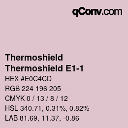 カラーコード: Thermoshield - Thermoshield E1-1 | qconv.com