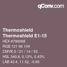 カラーコード: Thermoshield - Thermoshield E1-15 | qconv.com