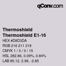 カラーコード: Thermoshield - Thermoshield E1-16 | qconv.com