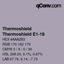 カラーコード: Thermoshield - Thermoshield E1-18 | qconv.com