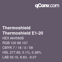 Code couleur: Thermoshield - Thermoshield E1-20 | qconv.com