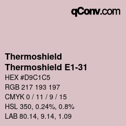 カラーコード: Thermoshield - Thermoshield E1-31 | qconv.com