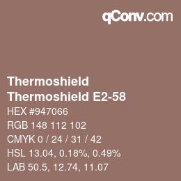 カラーコード: Thermoshield - Thermoshield E2-58 | qconv.com