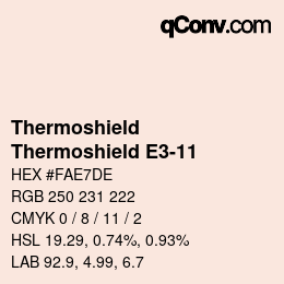 カラーコード: Thermoshield - Thermoshield E3-11 | qconv.com