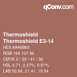 Color code: Thermoshield - Thermoshield E3-14 | qconv.com