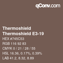 カラーコード: Thermoshield - Thermoshield E3-19 | qconv.com