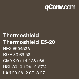 カラーコード: Thermoshield - Thermoshield E5-20 | qconv.com