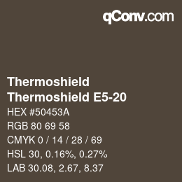 Código de color: Thermoshield - Thermoshield E5-20 | qconv.com