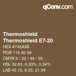 カラーコード: Thermoshield - Thermoshield E7-20 | qconv.com