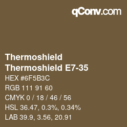 カラーコード: Thermoshield - Thermoshield E7-35 | qconv.com