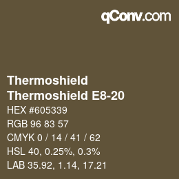 カラーコード: Thermoshield - Thermoshield E8-20 | qconv.com
