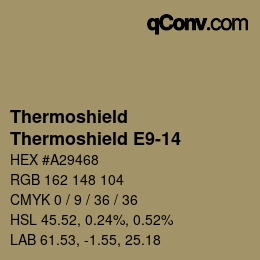 カラーコード: Thermoshield - Thermoshield E9-14 | qconv.com