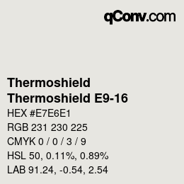Color code: Thermoshield - Thermoshield E9-16 | qconv.com