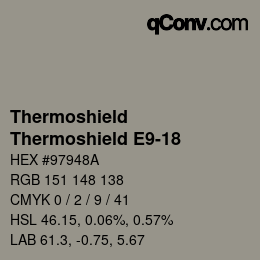 カラーコード: Thermoshield - Thermoshield E9-18 | qconv.com