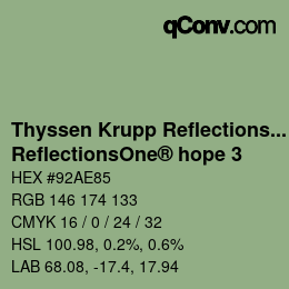 Código de color: Thyssen Krupp Reflections One - ReflectionsOne® hope 3 | qconv.com