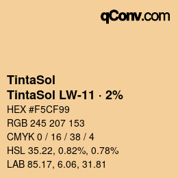 カラーコード: TintaSol - TintaSol LW-11 · 2% | qconv.com