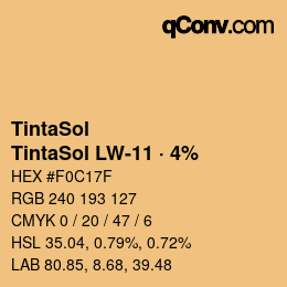 カラーコード: TintaSol - TintaSol LW-11 · 4% | qconv.com