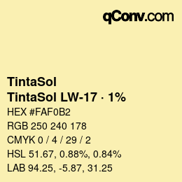 カラーコード: TintaSol - TintaSol LW-17 · 1% | qconv.com