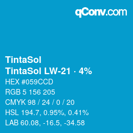 カラーコード: TintaSol - TintaSol LW-21 · 4% | qconv.com