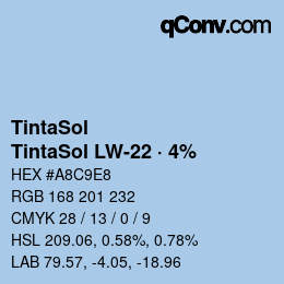 カラーコード: TintaSol - TintaSol LW-22 · 4% | qconv.com