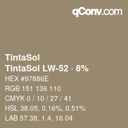 Código de color: TintaSol - TintaSol LW-52 · 8% | qconv.com