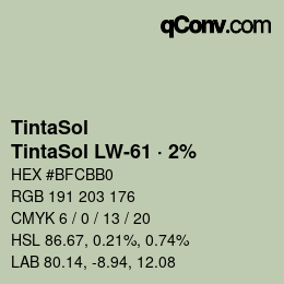 Farbcode: TintaSol - TintaSol LW-61 · 2% | qconv.com