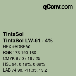 Código de color: TintaSol - TintaSol LW-61 · 4% | qconv.com