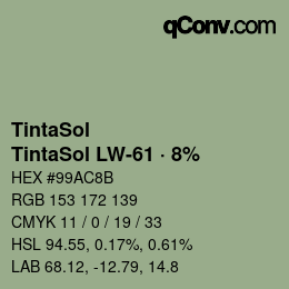 カラーコード: TintaSol - TintaSol LW-61 · 8% | qconv.com