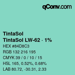 カラーコード: TintaSol - TintaSol LW-62 · 1% | qconv.com