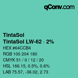 Código de color: TintaSol - TintaSol LW-62 · 2% | qconv.com