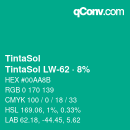 カラーコード: TintaSol - TintaSol LW-62 · 8% | qconv.com