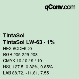 Código de color: TintaSol - TintaSol LW-63 · 1% | qconv.com